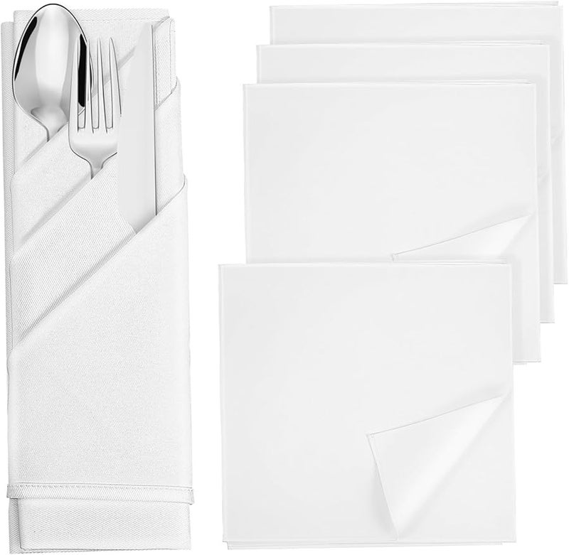 5 قطع من مناديل العشاء القطنية البيضاء، مناديل قماشية سميكة لحفلات الزفاف والحفلات والاستخدام اليومي - Image 1